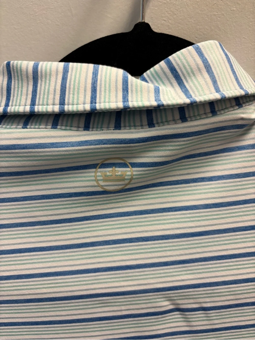 Peter Millar Blue and White Striped Polo